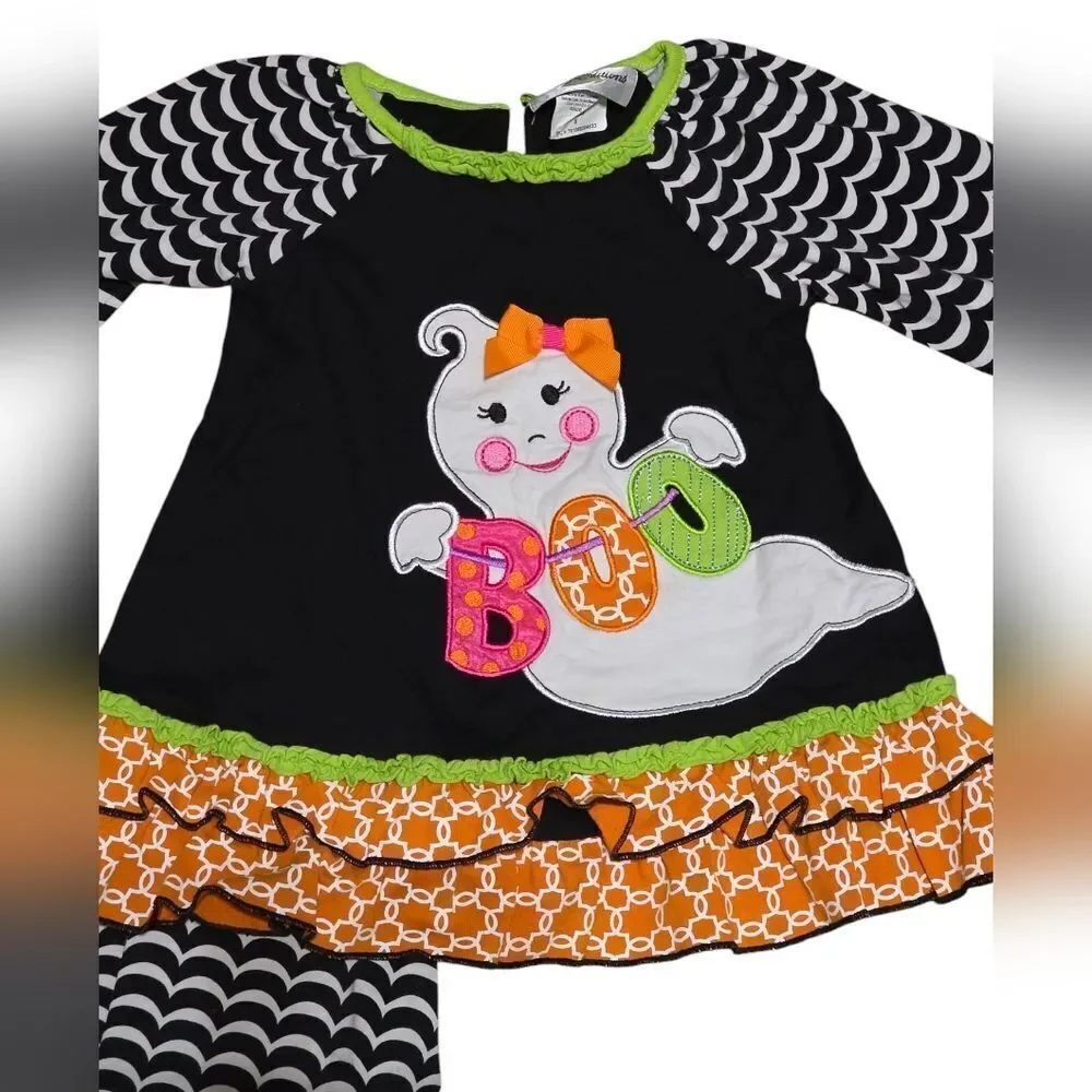 Ghost/ Halloween Ruffle & Aplaque Matching Set